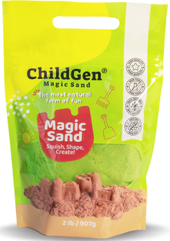 ChildGen, Kinetický písek, 100% PŘÍRODNÍ SLOŽENÍ, doplňkové balení re-fill 907 g, zelená barva