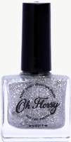 Oh Flossy, Lakier do paznokci Srebrny Brokat, 12 ml, bio brokat, roślinna formuła SILVER GLITTER