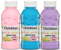 ChildGen, Super smývatelné barvy na malování prsty (Růžový, Modrá, Fialový)