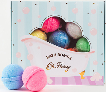 Oh Flossy, Šumivé mini koule do koupele, sada 7 kusů, podvodní bomby, bez konzervantů, bez parabenů