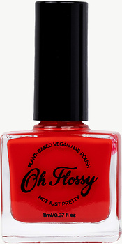 Oh Flossy, Lakier do paznokci Czerwony, 12 ml, bio brokat, roślinna formuła RED