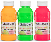 ChildGen Washable Finger Paint 3x 350ml- NEON- ORANGE-GREEN-PINK
