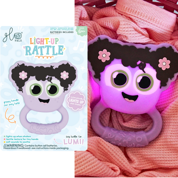 Glo Pals, rattle–teether glowing in the dark, motion-activated – Lumi purple
