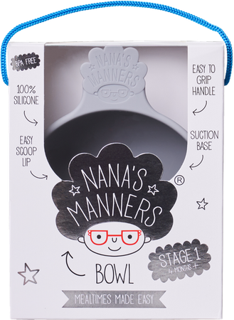 Nana's Manners GREY Miska silikonowa z przyssawką i uchwytem