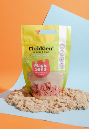 ChildGen, Kinetický písek, 100% PŘÍRODNÍ SLOŽENÍ, doplňovací balení 907 g, broskvová vůně