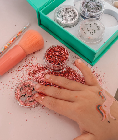 Oh Flossy, Brokatowy zestaw do malowania twarzy UNDER THE SEA, bio brokat, roślinna formuła