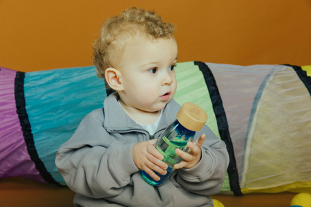 Petit Boum, Butelka sensoryczna, dwufazowa MOVE SPIRALA niebieska