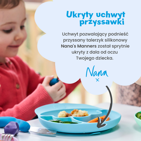 Nana's Manners BLUE Talerz silikonowy z przyssawką