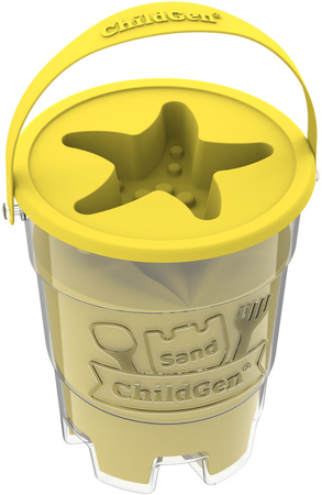 ChildGen, Kinetický písek s formičkou, 100% přírodní, 500 g, barva ŽLUTÁ, vůně broskvová