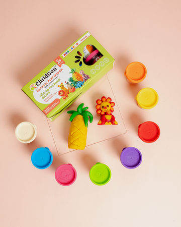 ChildGen, 100% přírodní modelína, sada eco kelímků (8 ks), veganská, z jedlých ingrediencí