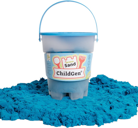 ChildGen, Kinetický písek s formičkou, 100% přírodní, 500 g, barva MODRÁ, vůně broskvová