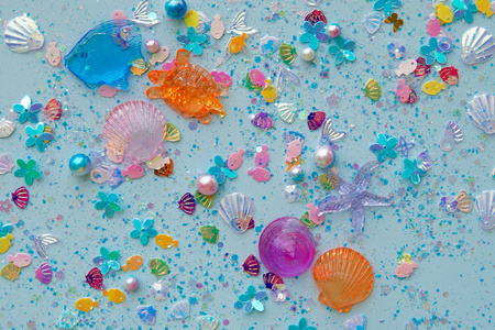 Glo Pals - CASE: SEA Fun Fillers Wkład, figurki, brokaty i barwniki do słoików, zabaw sensorycznych