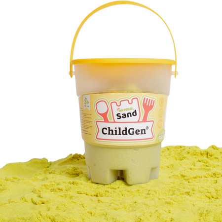 ChildGen, Kinetický písek s formičkou, 100% přírodní, 500 g, barva ŽLUTÁ, vůně broskvová