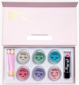 Oh Flossy, Přírodní make-up set DELUXE, oční stíny, tvářenka, rtěnka a příslušenství