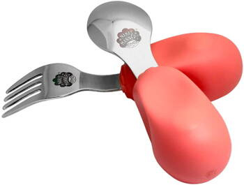 Nana's Manners STAGE 2 Toddler Cutlery CORAL PINK 1y+