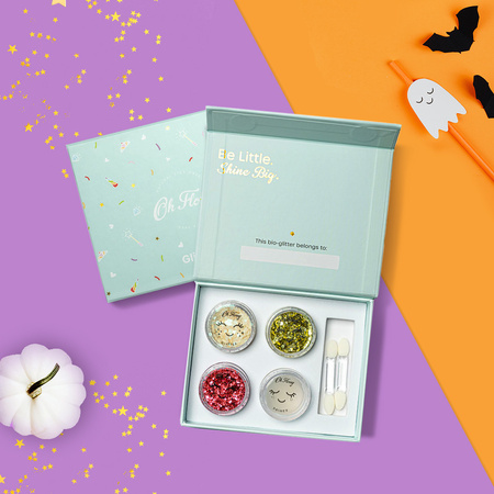 Oh Flossy, Brokatowy zestaw do malowania twarzy SPARKLY, bio brokat, roślinna formuła