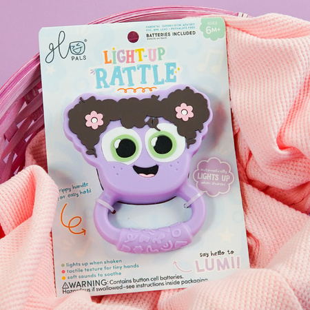 Glo Pals, rattle–teether glowing in the dark, motion-activated – Lumi purple