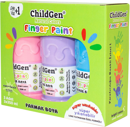 ChildGen Washable Finger Paint 3x 350ml- PASTEL