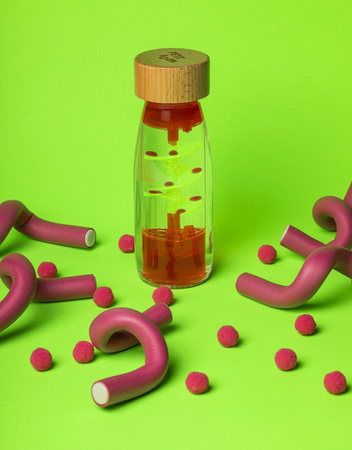 Petit Boum, Butelka sensoryczna, dwufazowa MOVE SPIRALA różowa