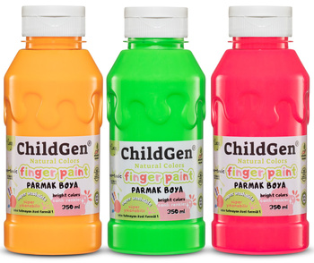 ChildGen Washable Finger Paint 3x 350ml- NEON- ORANGE-GREEN-PINK