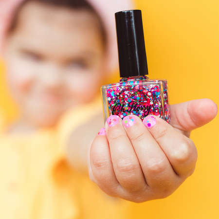 Oh Flossy, Lak na nehty Konfetti, 12 ml, bio třpytky, rostlinná formule