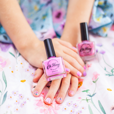 Oh Flossy, Lakier do paznokci Kremowy Róż, 12 ml, bio brokat, roślinna formuła CREAM PINK