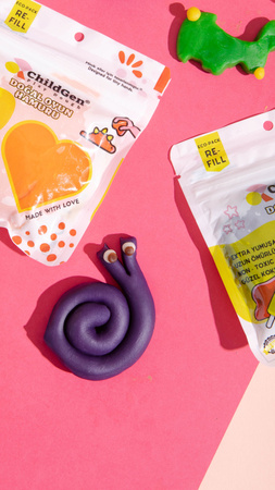 ChildGen, Naturalna ciastolina do zabawy, 9 KOLORÓW, eko-pack 9 szt. 125 g Re-Fill Play Dough