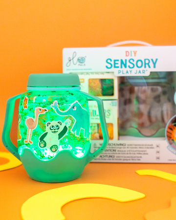 Glo Pals, ZOO Sensory Set, Sensory Jar with Magical Fillers and Stickers
