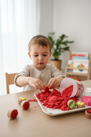 ChildGen, Piasek kinetyczny, 100% naturalny, 500g, kolor CZERWONY - edycja limitowana