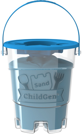 ChildGen, Piasek kinetyczny z foremką, 100% naturalny, 500g, kolor NIEBIESKI
