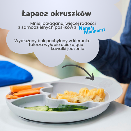 Nana's Manners GREY Talerz silikonowy z przyssawką
