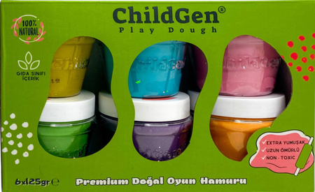 ChildGen Natural Playdough - Set of 6 colors GLITTER