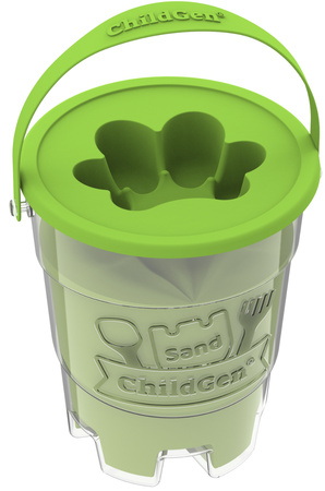 ChildGen, Piasek kinetyczny z foremką, 100% naturalny, 500g, kolor ZIELONY, zapach brzoskwiniowy