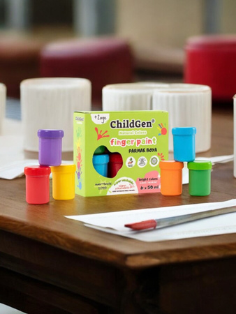 ChildGen, Barvy na malování prsty 6x50 ml - Sada - netoxické, snadno odstranitelné