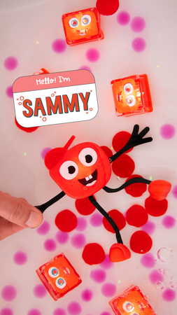 Glo Pals, Postać do kąpieli Sammy - zestaw z dwiema kostkami sensorycznymi świecącymi w wodzie