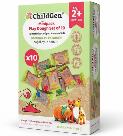ChildGen, Naturalna ciastolina w saszetkach - 10 saszetek mix kolorów 50g, 2y+ wegańska 10x50g