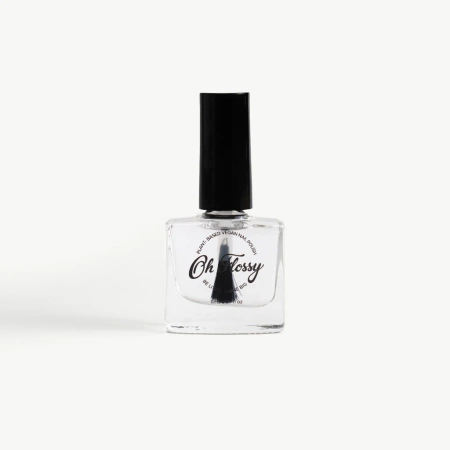Oh Flossy, Lakier do paznokci Kremowy błękit, 12 ml, bio brokat, roślinna formuła 
