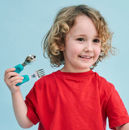 Nana's Manners ETAP 2 Widelec i łyżka TEAL BLUE MORSKI