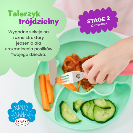 Nana's Manners GREEN Silikonová talíř s přísavkou