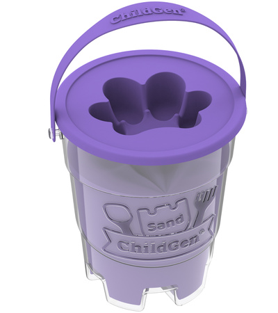 ChildGen, Piasek kinetyczny z foremką, 100% naturalny, 500g, kolor FIOLETOWY, pachnący