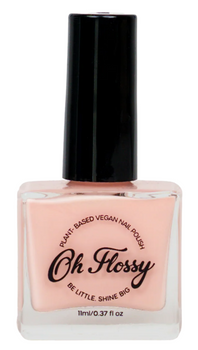 Oh Flossy, Lak na nehty PEACH, 12 ml, bio třpytky, rostlinné složení