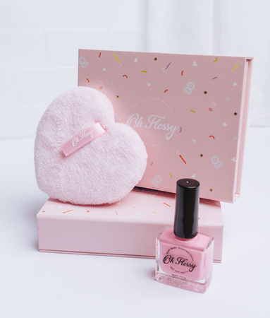 Oh Flossy, Lakier do paznokci Jasny Róż/Nude, 12 ml, bio brokat, roślinna formuła PASTEL PINK