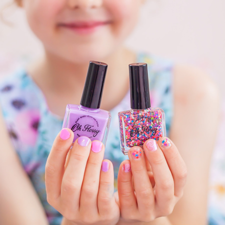 Oh Flossy, Sada 3 laků na nehty PARTY 3 x 12 ml, bio třpytky, rostlinná formule