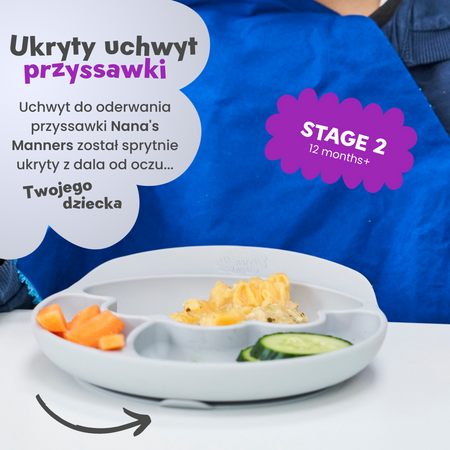 Nana's Manners GREY Talerz silikonowy z przyssawką