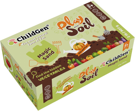 ChildGen, Piasek kinetyczny, Magiczna gleba z warzywami 100% naturalny, 907g w pojemniku