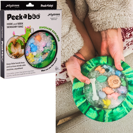 Jellystone, Sensory Disk with Figurines A-Ku-Ku! Peekaboo, Dinosaur Theme