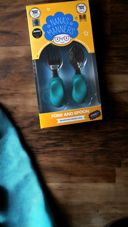 Nana's Manners ETAP 2 Widelec i łyżka TEAL BLUE MORSKI