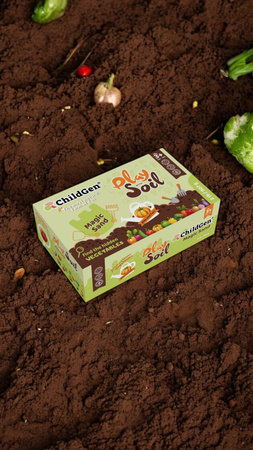 ChildGen, Piasek kinetyczny Mały ogrodnik, gleba z warzywami 100% naturalny, 907g w pojemniku