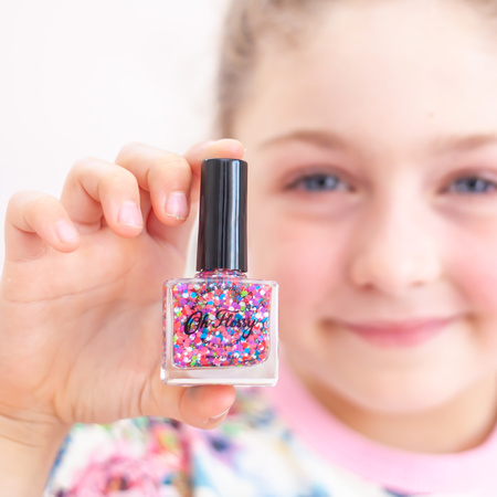 Oh Flossy, Lak na nehty Konfetti, 12 ml, bio třpytky, rostlinná formule