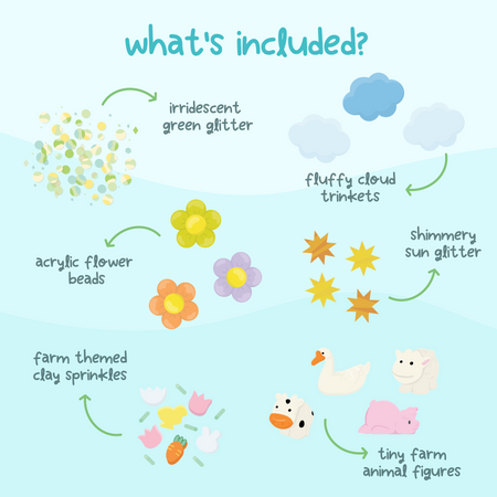 Glo Pals - CASE: FARMA Fun Fillers Wkład, figurki, brokaty do słoików, zabaw sensorycznych x5